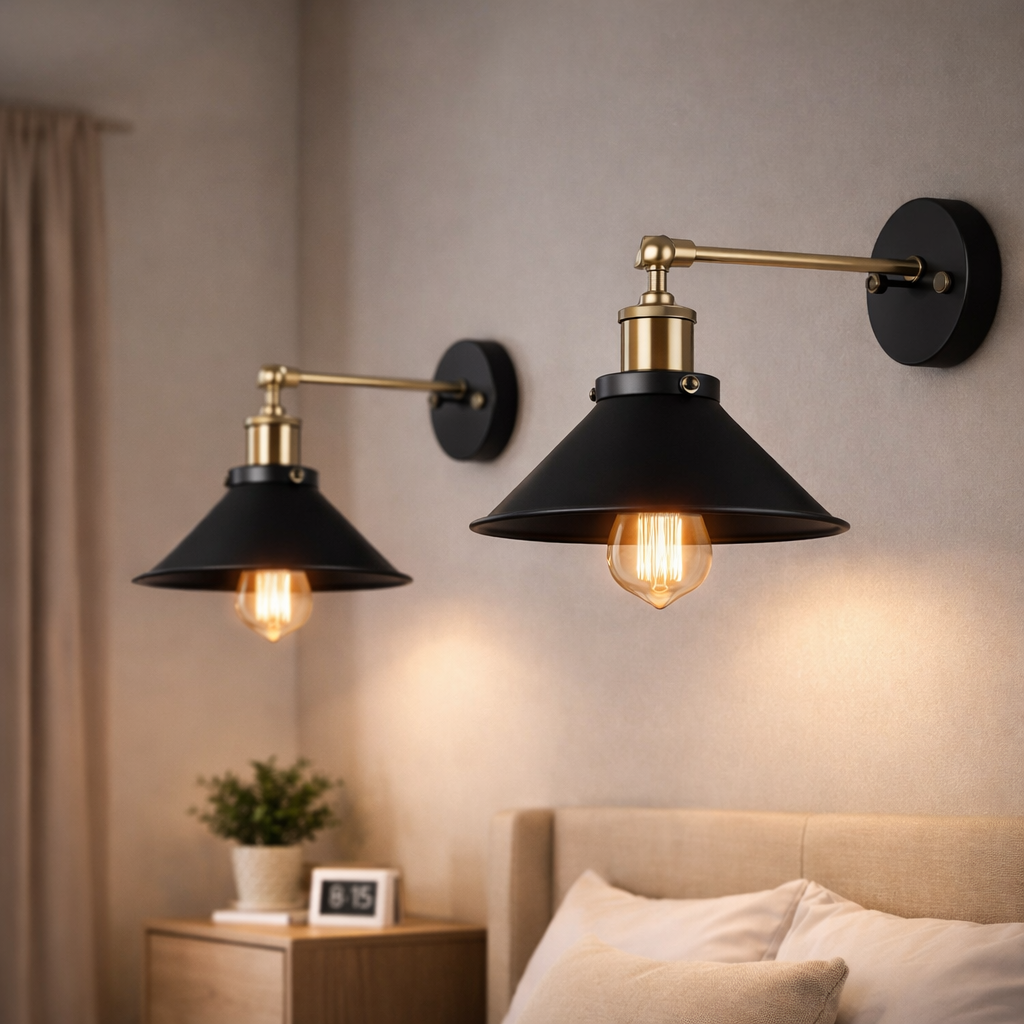 APLIQUE PARED METAL NEGRO/DORADO 1E27 JH-017