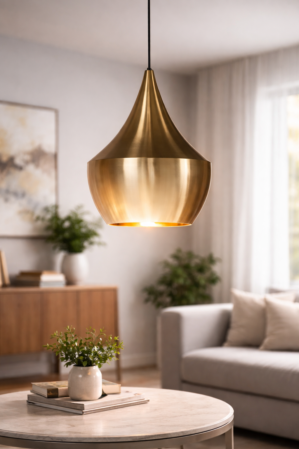 LÁMPARA COLGANTE DORADA JH-199