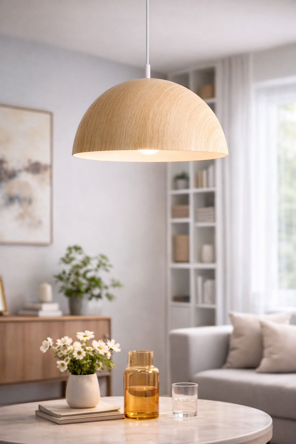 LÁMPARA COLGANTE MADERA ALUMINIO JH-174