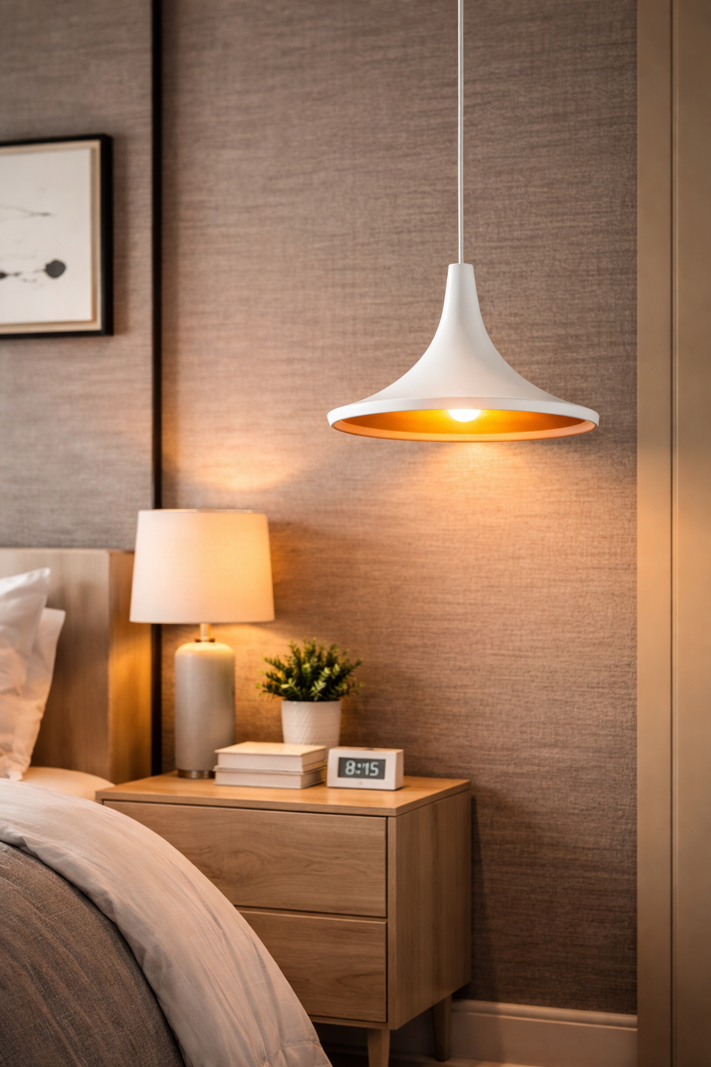 LAMP COLG SOMBRERO CHINO BLANCA/DORADA E27 JH-004