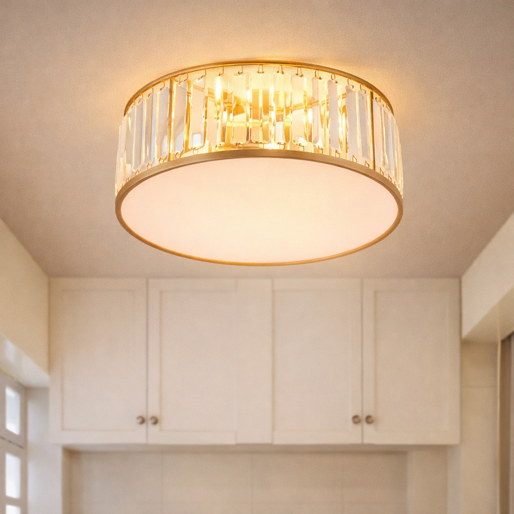 LAMP TECHO REDONDA VIDRIO/DORADO 4E14 RK-81